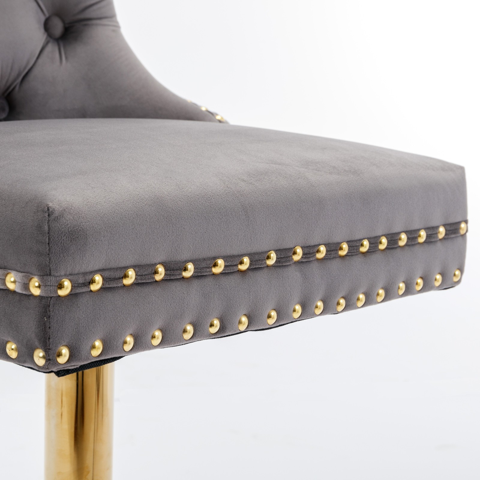 A&A Furniture Golden Swivel Velvet Barstools - Adjustable (27-35"), Tufted