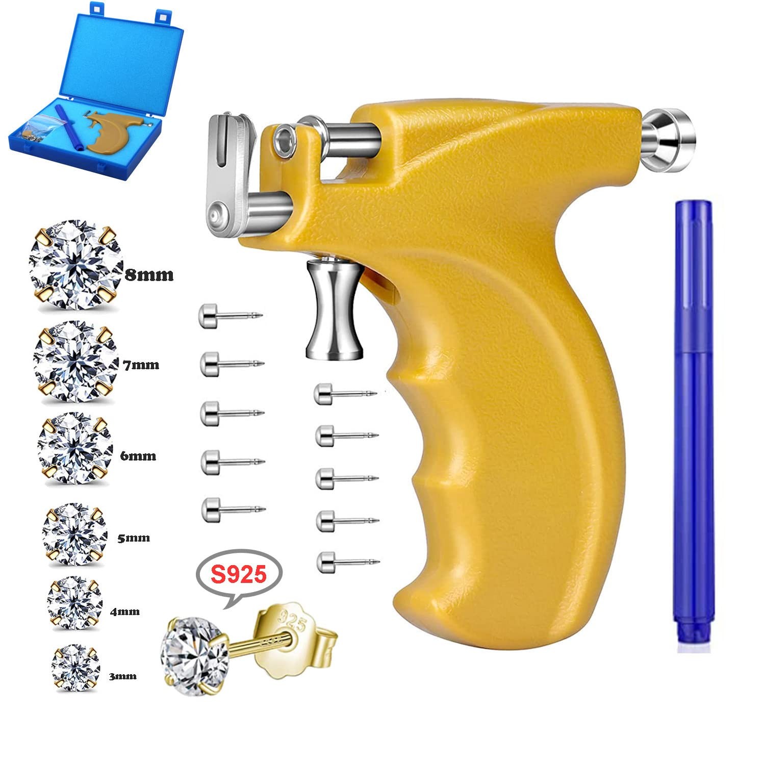 Professional Ear Piercing Gun Kit Reusable for Body Nose Lip Piercing with 16...
