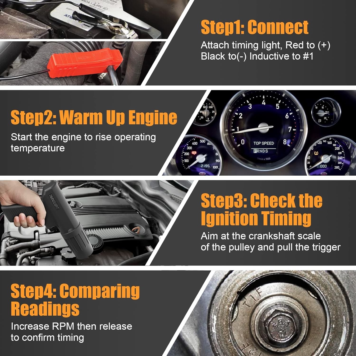Engine Timing Light Tester Gas Petrol Diagnostic Testing Tool