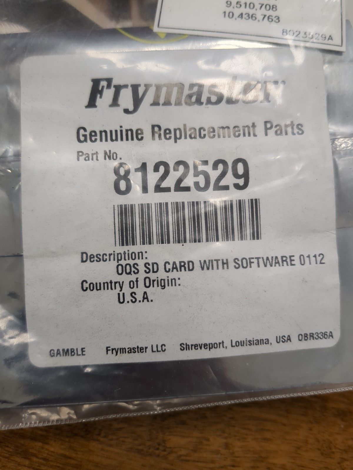Frymaster 8263452 OQS Software Update Kit OEM New Includes USB & Sealed SD Card