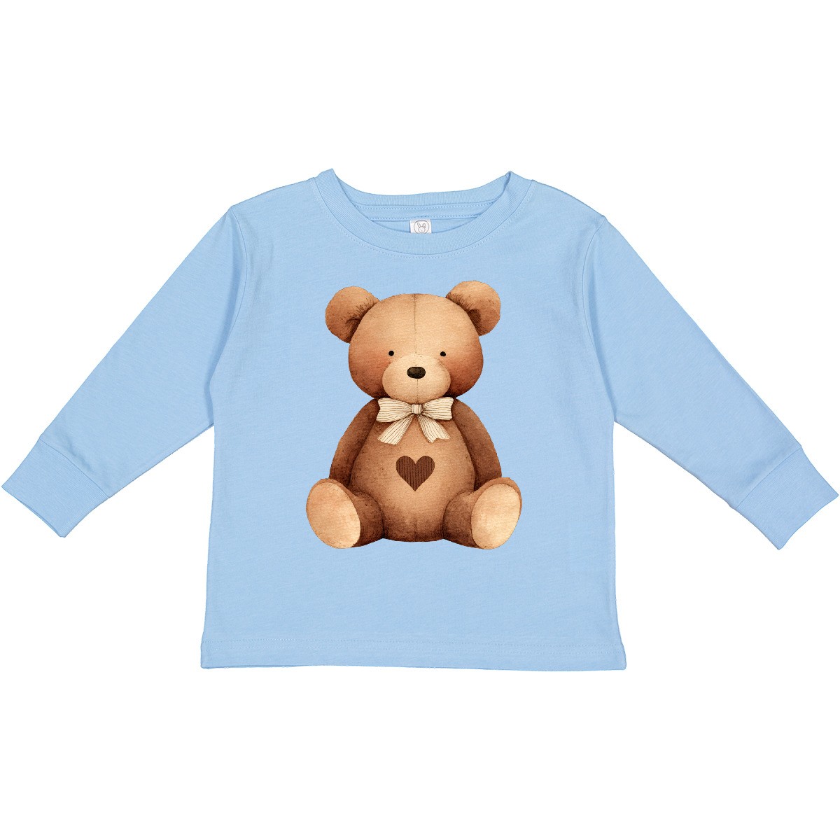 Inktastic Cute Teddy Bear With Heart Toddler Long Sleeve T-Shirt Bow Animal Dark