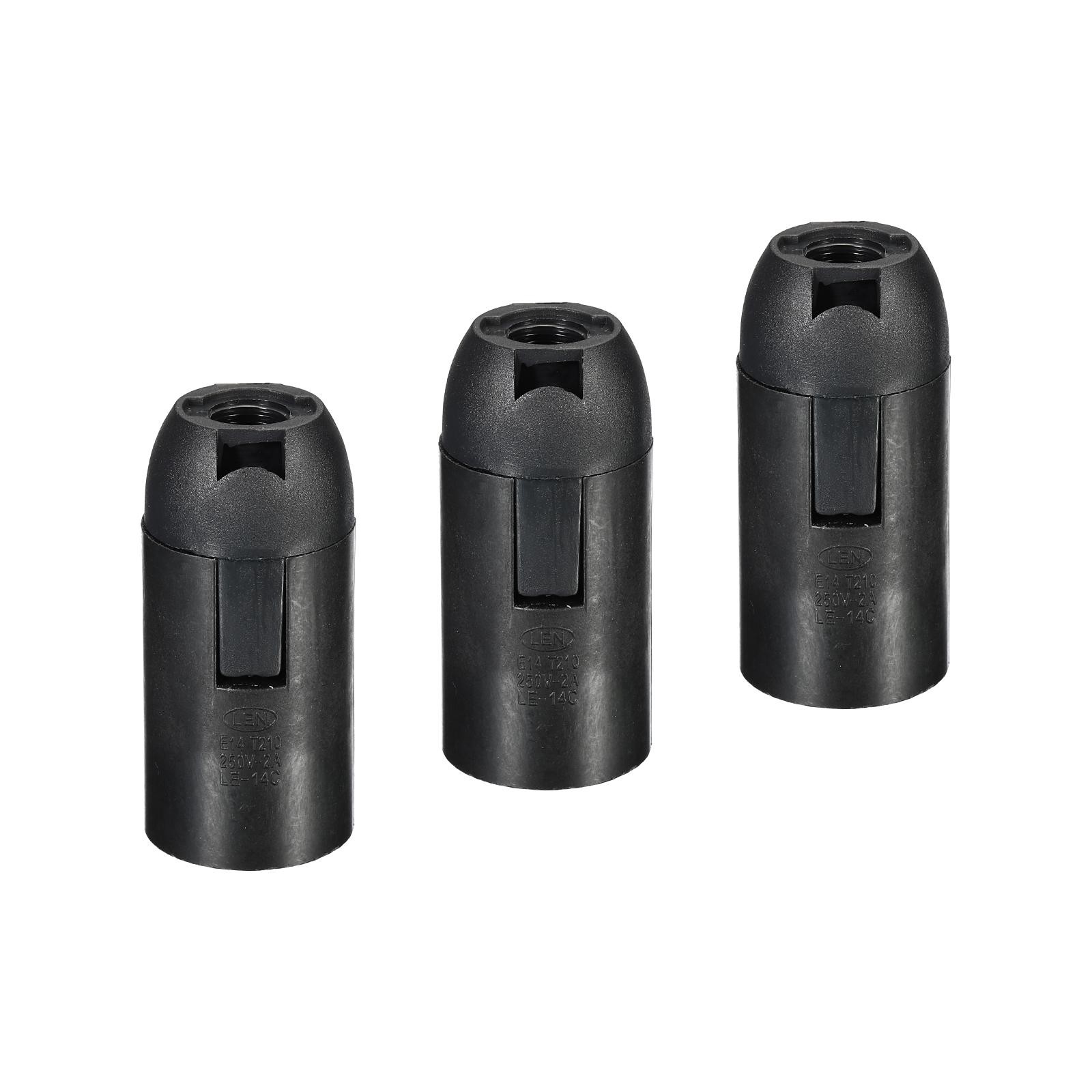 3Pcs E14 Bulb Socket 56x26mm Screw-in Pendant LED Lights Lamp Holder Black