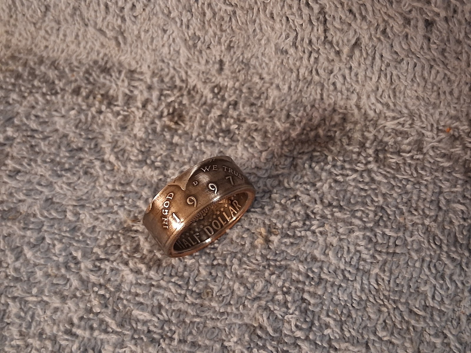 1997  Kennedy Half Dollars  size 10   coin ring  handmade mixed metals (A)