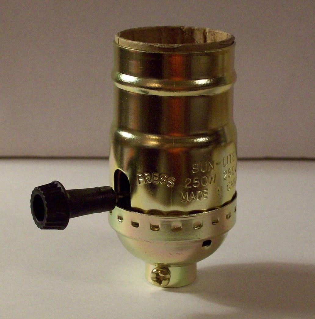 3-Way Turn Knob Lamp Socket Brass Plated For 3-Way Bulb E26 NEW 30606J