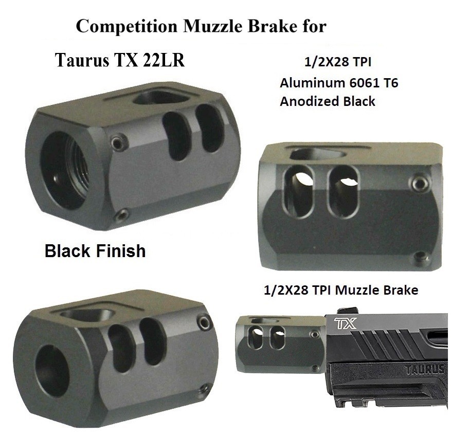 1/2x28 1/2-28 TPI Muzzle Brake Compensator For Taurus TX22-22LR Threaded Barrel