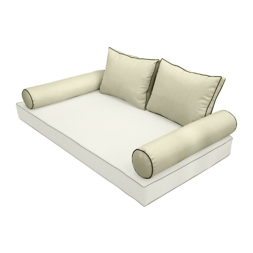 |COVER ONLY| STYLE 1 Twin Bolster Pillow Daybed Porch Swing Contrast Trim AD005