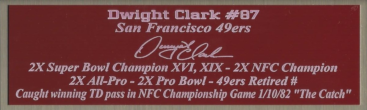 Dwight Clark Autograph Nameplate San Francisco 49ers  Photo Football Jersey