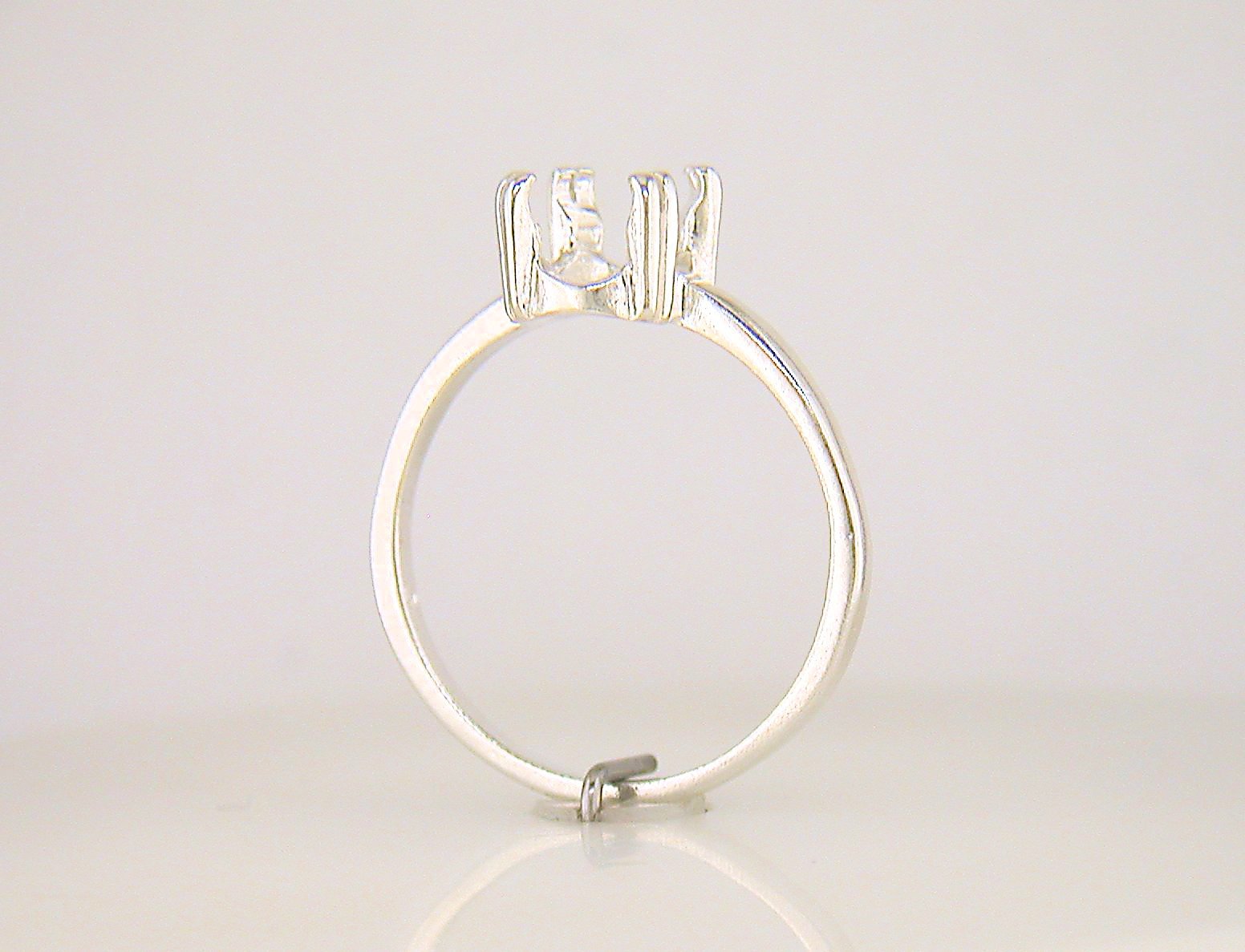 8 x 6 mm Oval Double Prong Solitaire Ring Setting Sterling Silver