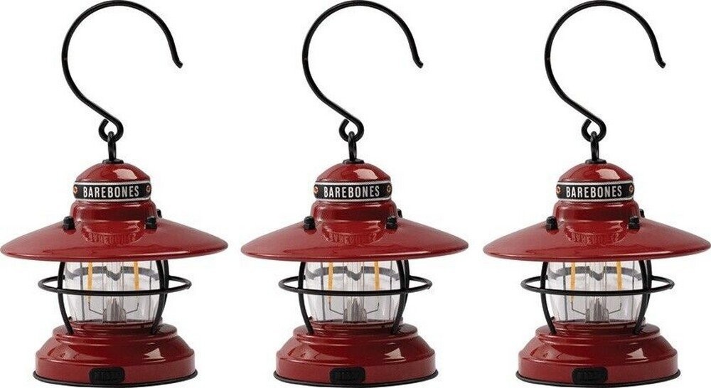 Barebones Living Edison Mini Lantern Red 3 pack 4.25" x 4.5" x 7" - LIV-277