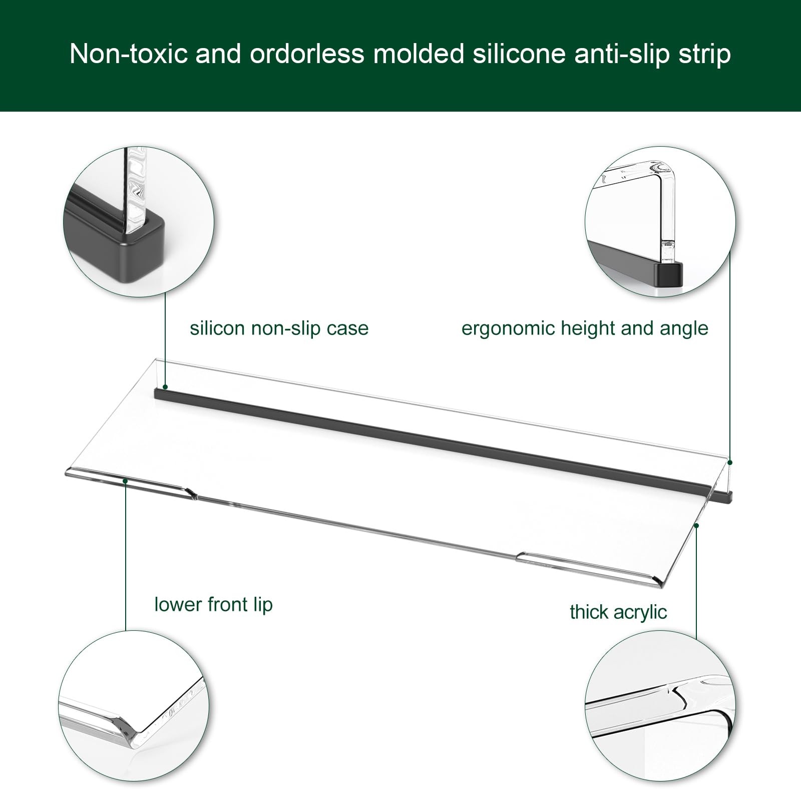 2 PCS Acrylic Computer Keyboard Stand Ergonomic Desktop Riser Clear Holder