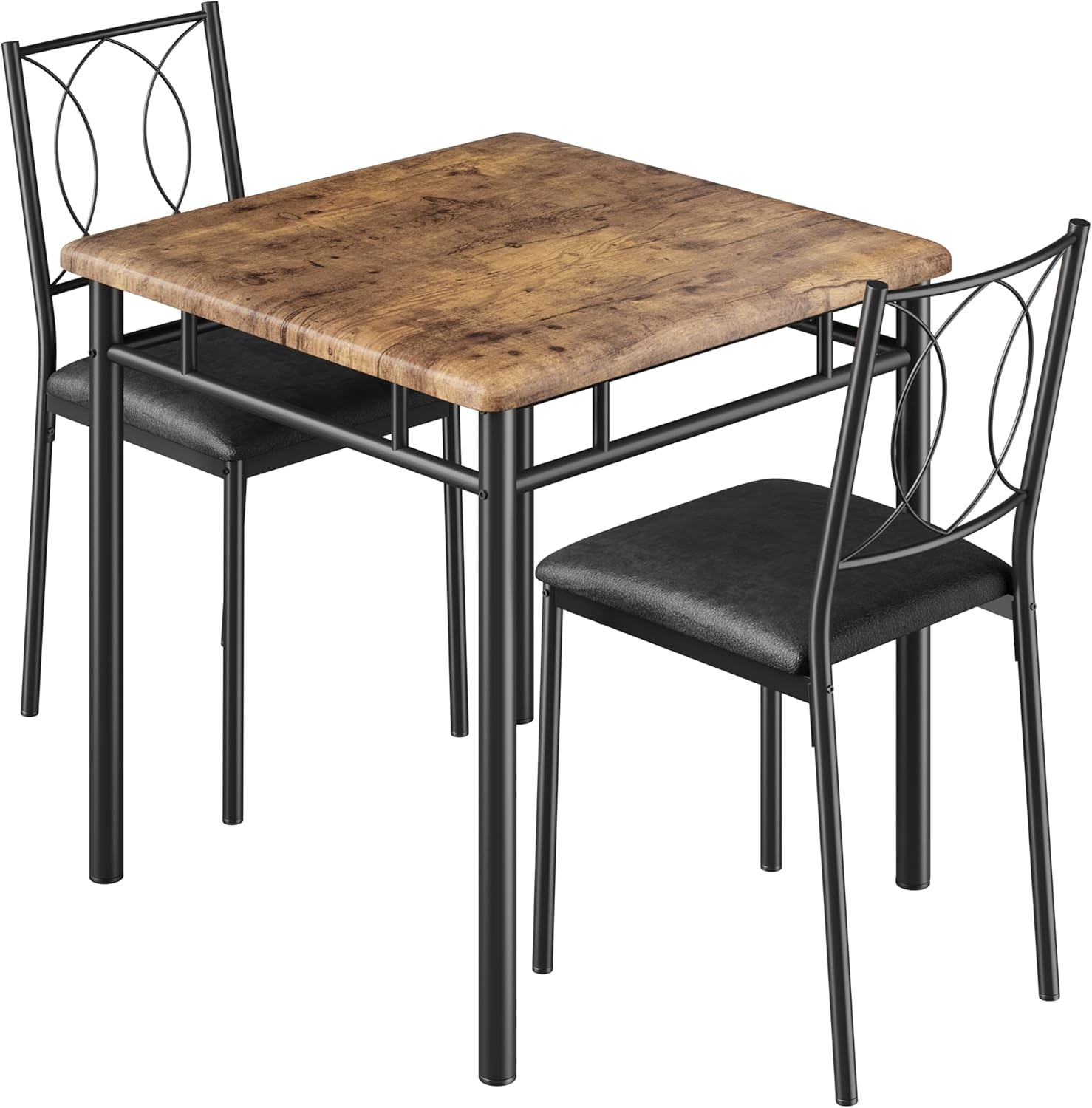 Space-Saving Dining Table Set for 2 – 3-Piece Farmhouse Wooden Table &