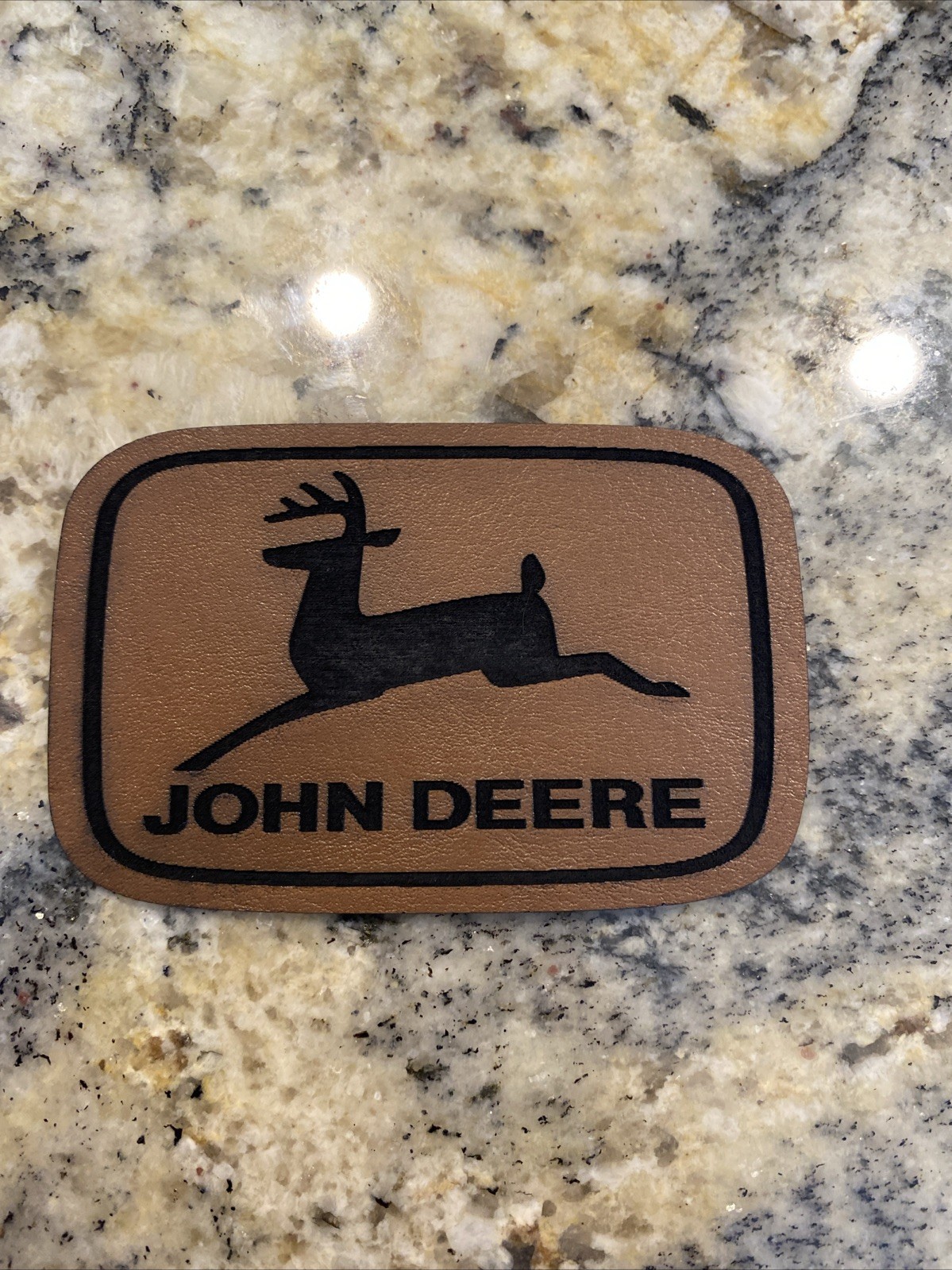 John Deere Logo Leatherette Patch With Adhesive Backing For Iron On