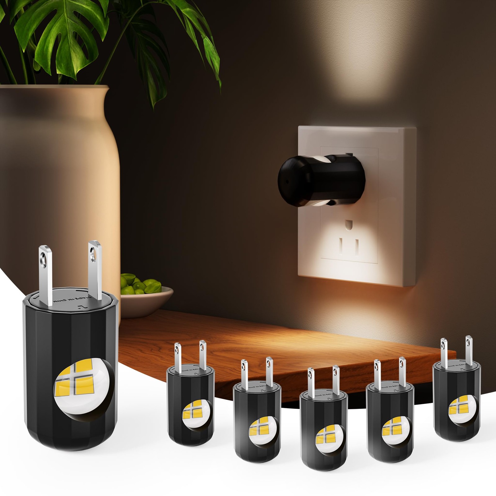 6 Pack LED Night Lights with Dusk to Dawn Sensor, 3000K Soft White, Plug in W...