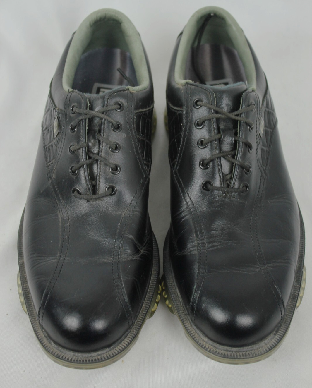 FOOTJOY DRYJOYS TOUR BLACK LEATHER WATERPROOF SPIKED GOLF SHOES SIZE 8.5 US VGC!