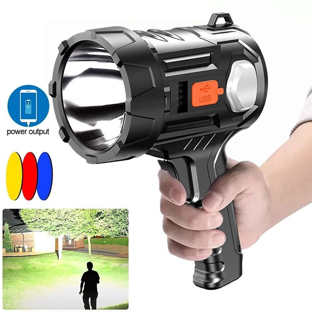 3PCS Solar/USB Super Bright Rechargeable LED Spotlight Flashlight Searchlight