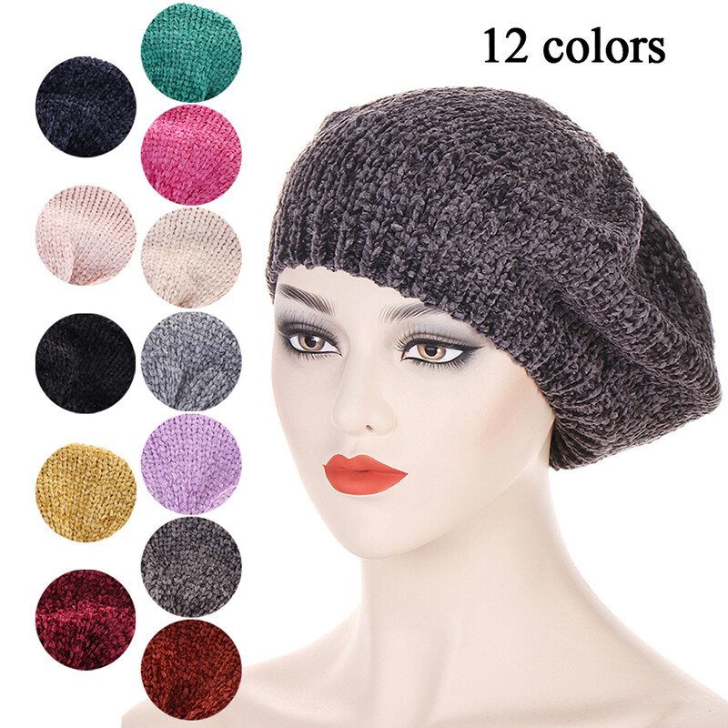 Womens Beret Beanie Hat Winter Knitted Crochet Slouchy Knit Baggy Ski Cap⇔