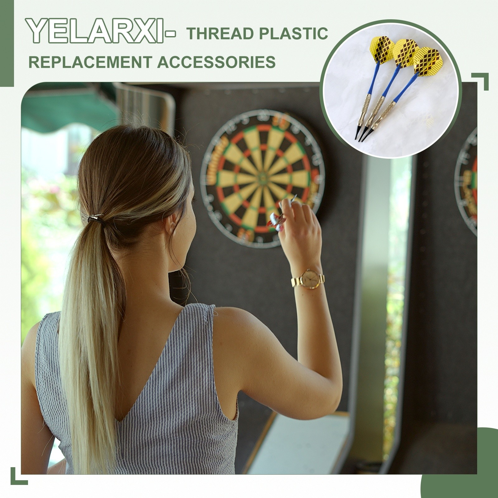 Plastic Dart Tips, 2BA Thread Soft Tip Dart Accessories 100 Pack & Green