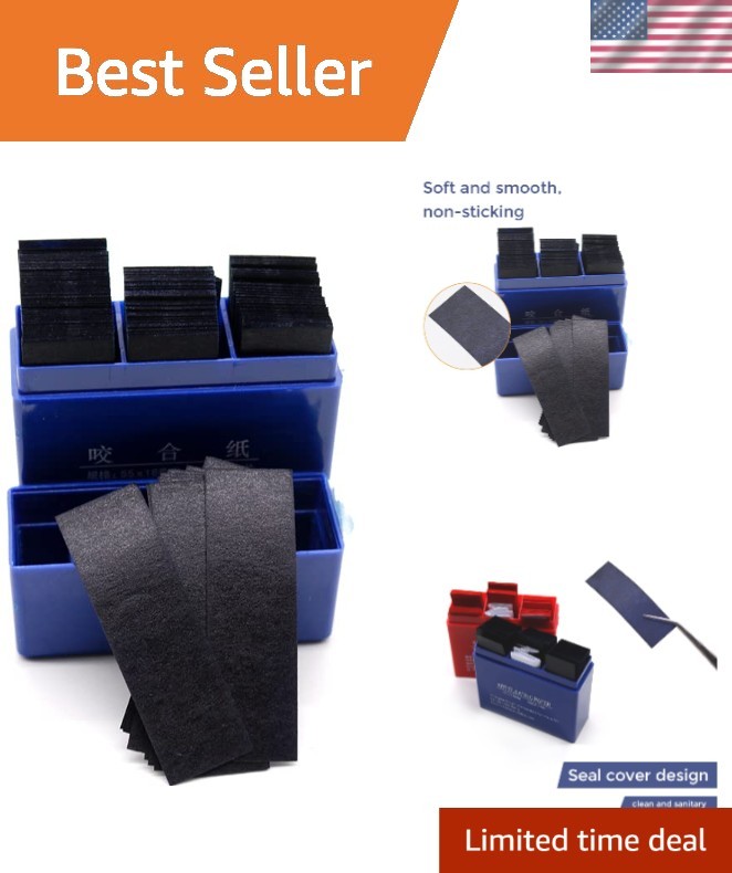 300 Strips of Blue 100 Micron Dental Articulating Paper in Plastic Dispenser