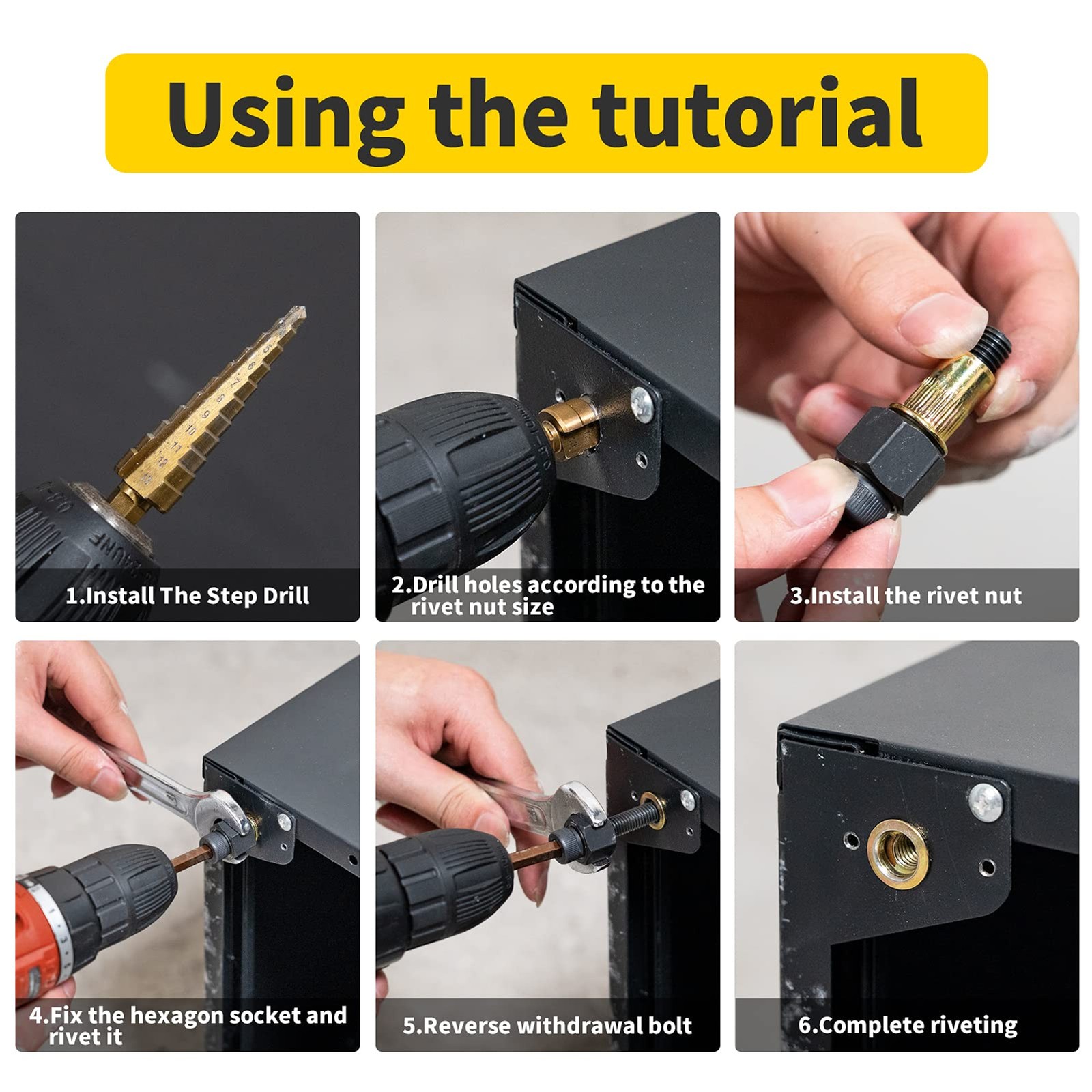 20pcs M10 Rivet Nuts with Hand Rivet Nut Tool Set, Manual Rivnut Tool, Hand Nut