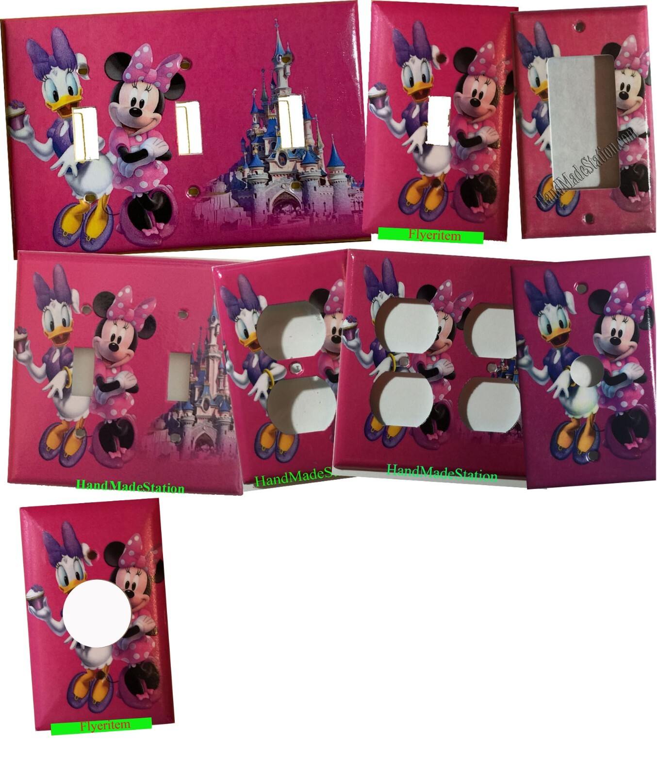 Minnie Mouse Daisy Cup Cake Light Switch Power Outlet Wall Cover Plate decor