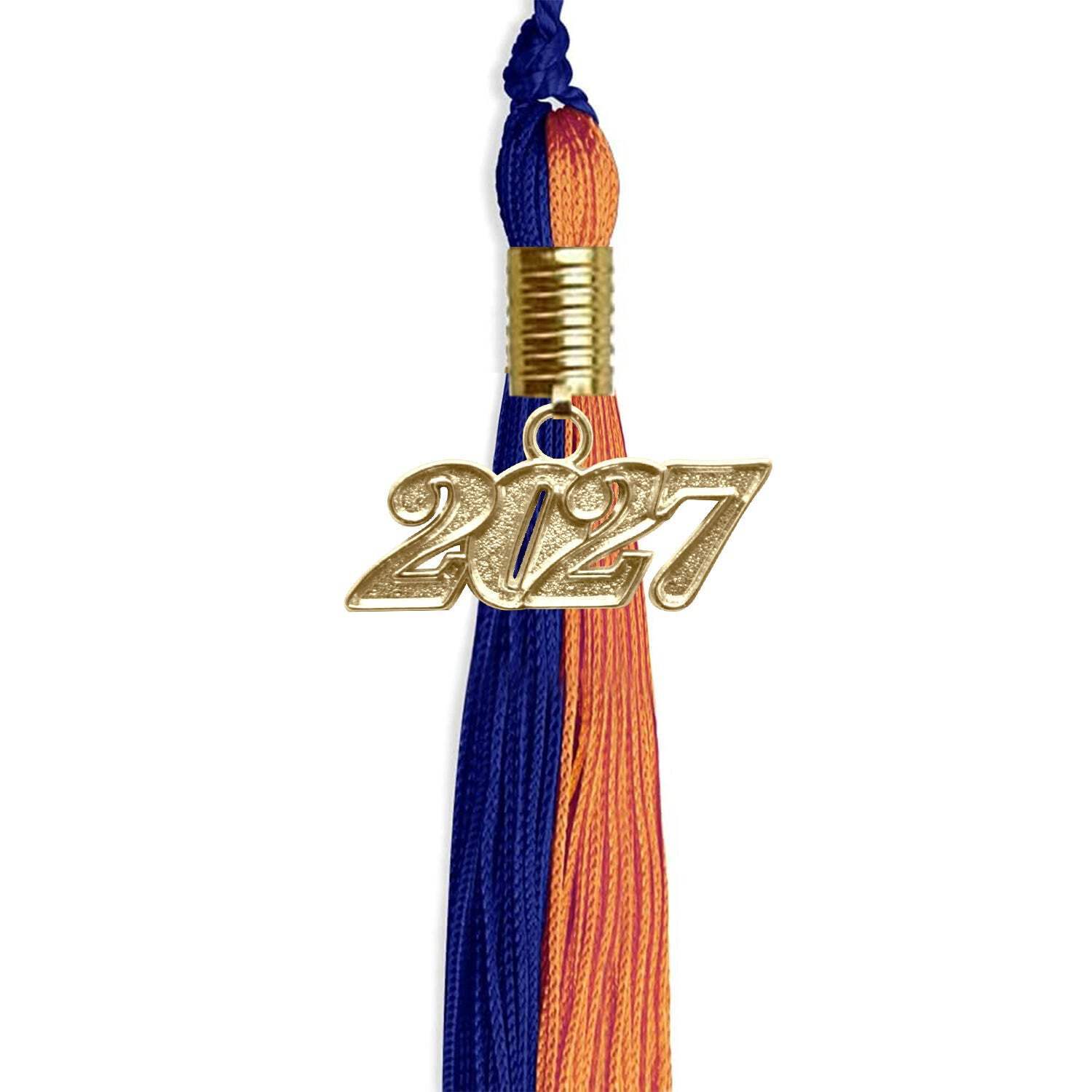 Endea Graduation Royal Blue/Orange Tassel With Gold Date Drop