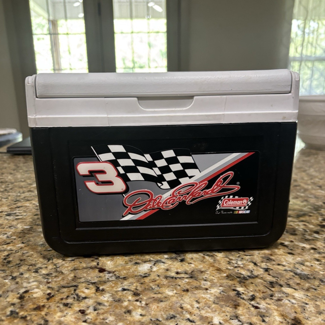 Coleman 4 qt Cooler Box Black/White Carry Handle Dale Earnhardt #3 Checkered
