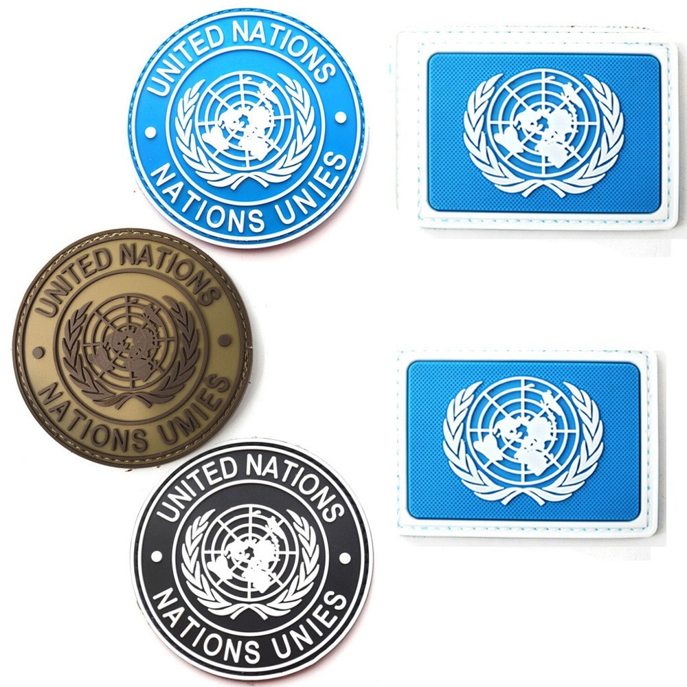 5Pcs 3D Pvc UNITED NATIONS NATIONS UNIES FLAG ARMY RUBBER HOOK LOOP PATCH BADGE
