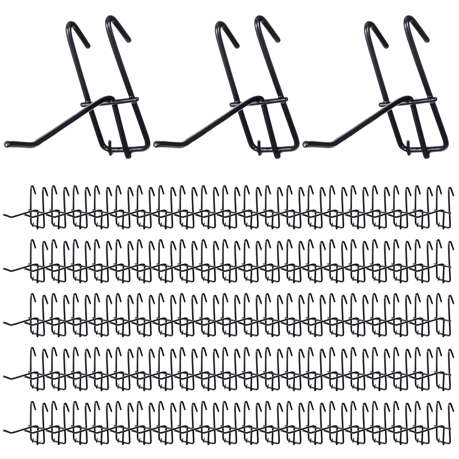 100 PCS 4 Inch Gridwall Hooks Heavy Duty Panel Black Display Hangers Retail