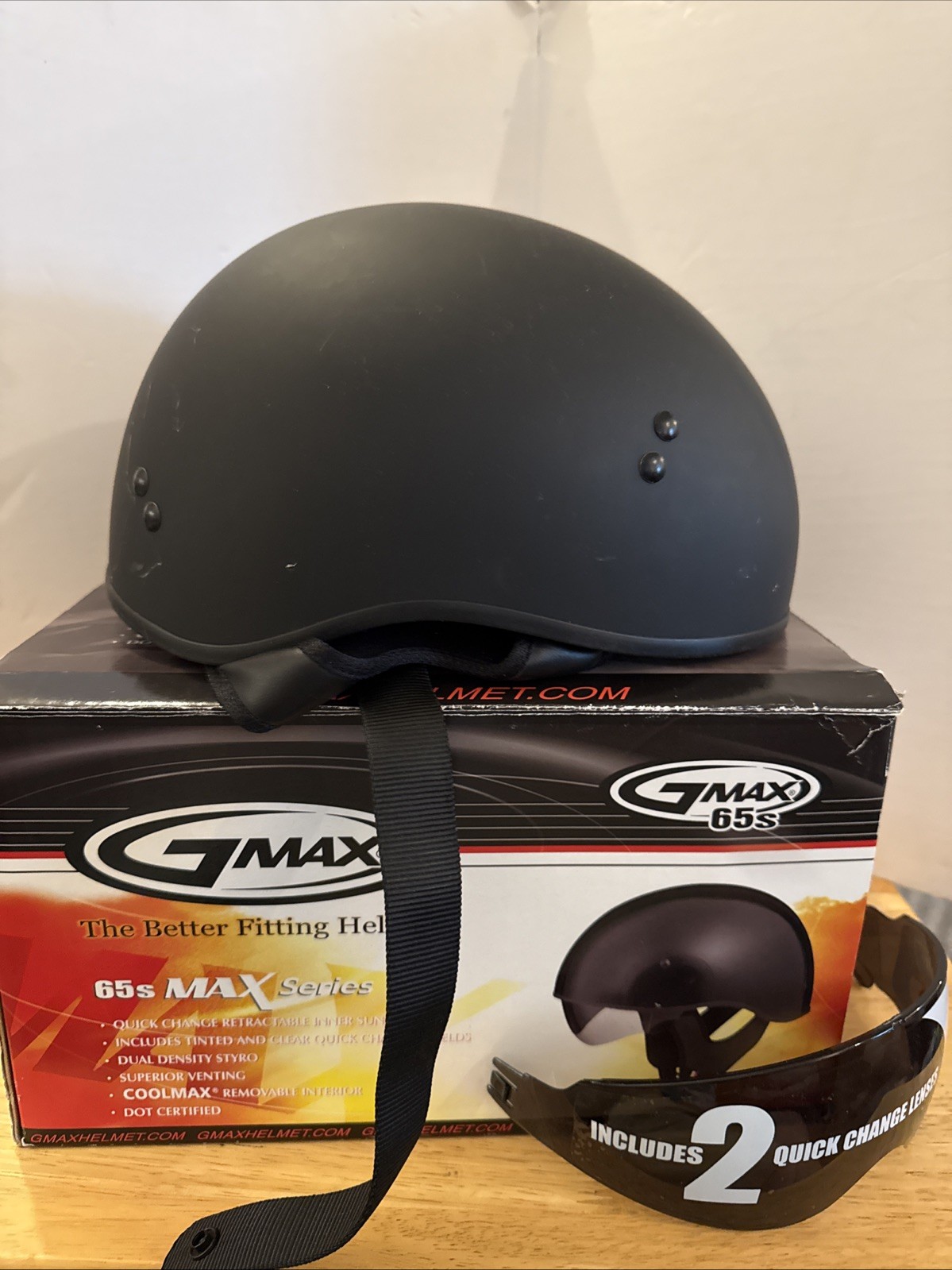 Gmax GM65S Half Helmet Naked Matte Black Size Large New In Box
