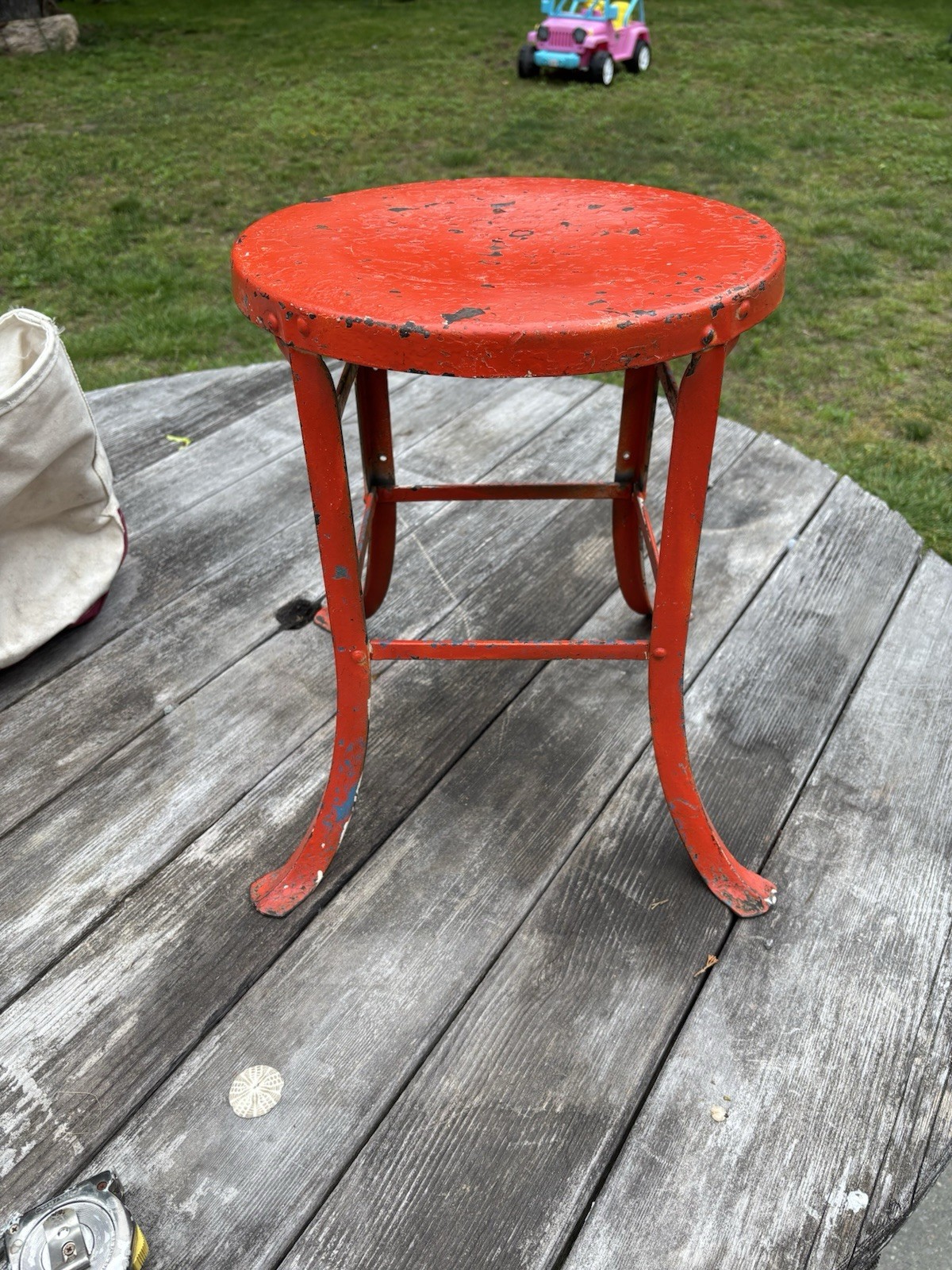 Vintage Industrial Steel Drafting Shop Chair Stool