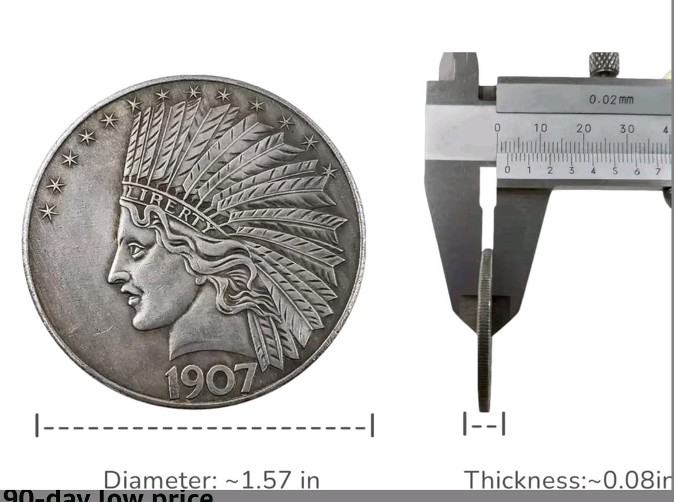 1907 Indian Head Silver Plated Brass Round Eagle Back Token
