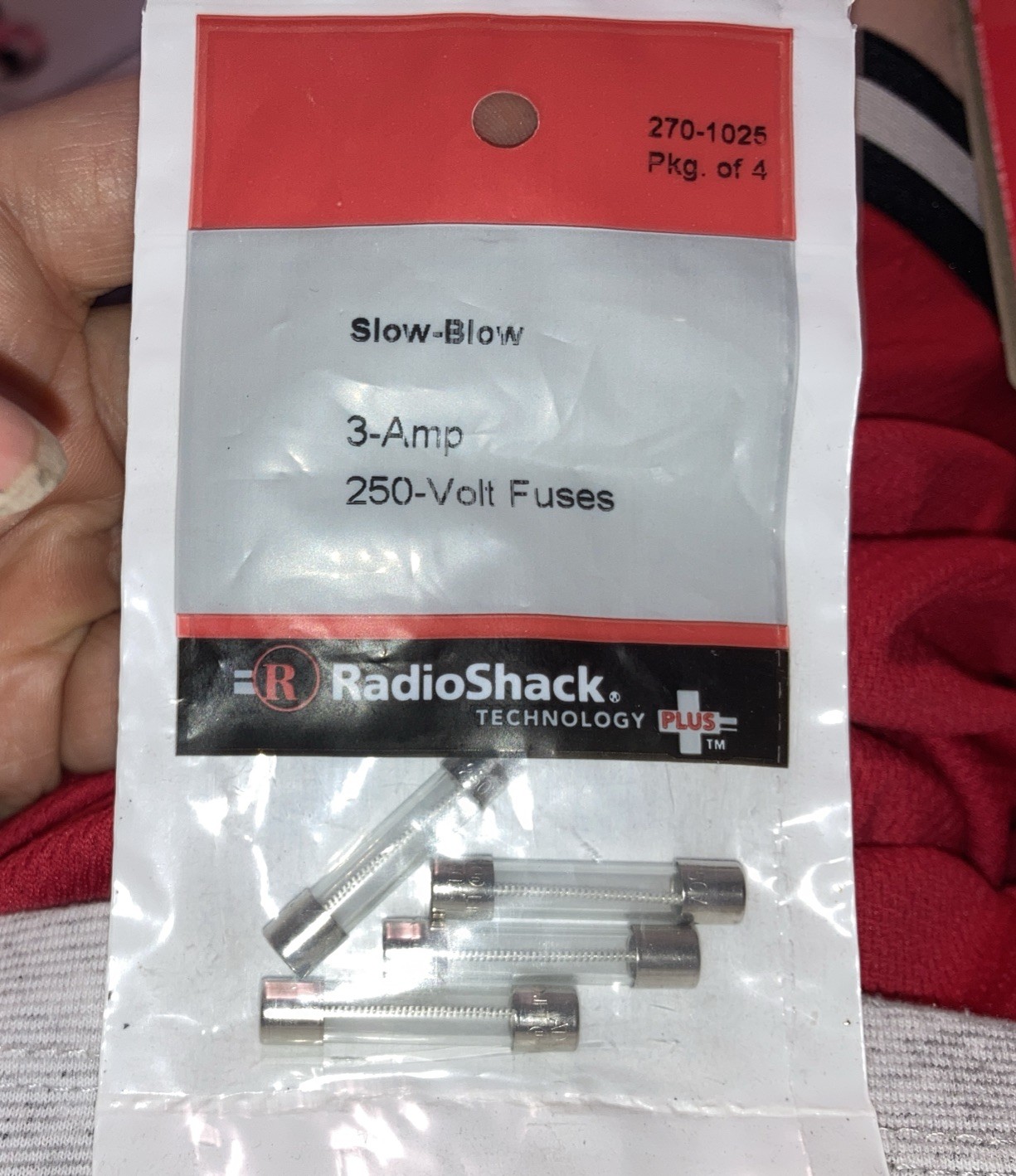 Radio Shack 270-1025 Slow Blow Fuses 3A Pack of 4 pieces