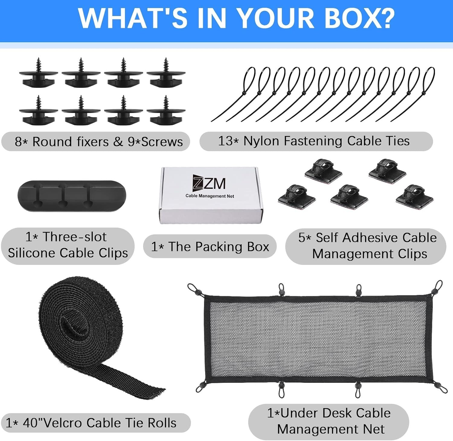 Cable Management Net Under Desk Kit,Privacy Mesh Cable Manager Flexible Under