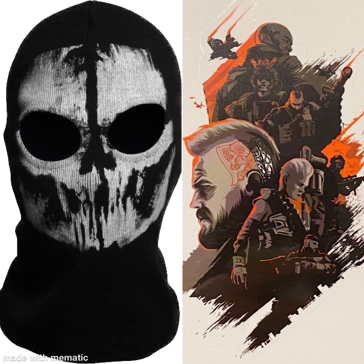 ADULT MERRICK GHOST FULL FACE MASK SKI HOOD+ACTIVISION CALL OF DUTY DECAL