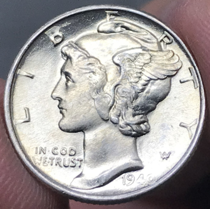 1940 10C Silver Mercury Dime Uncirculated