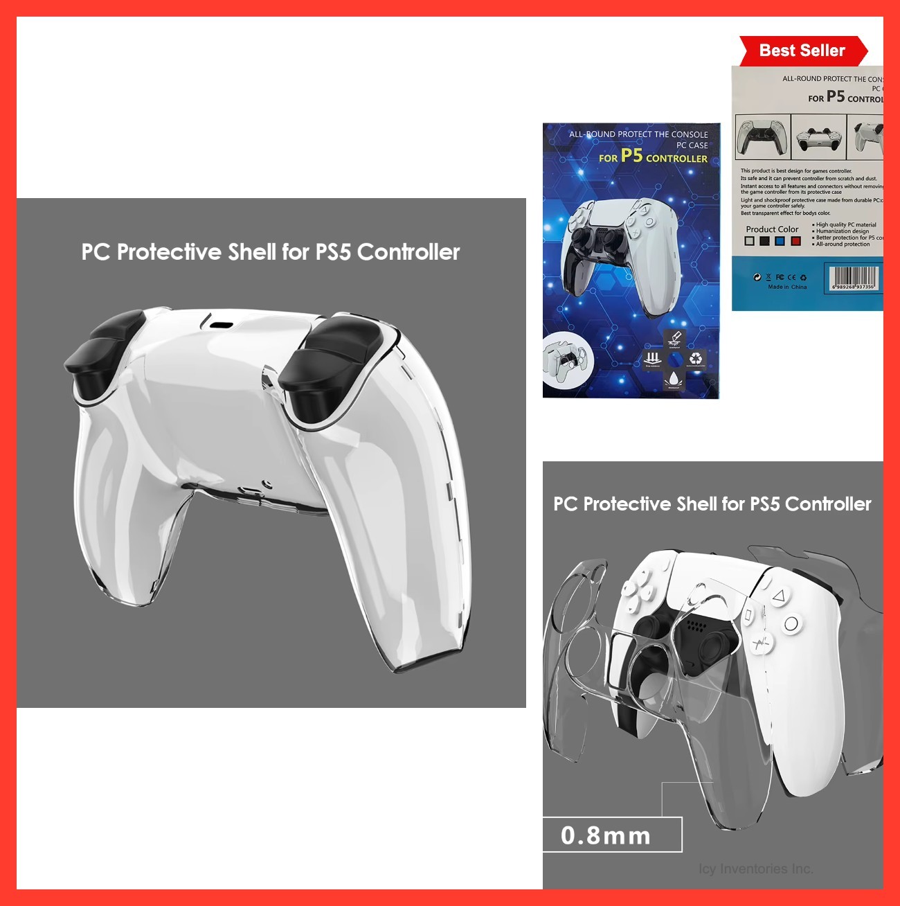 Clear PC Cover Ultra Slim Protective Case for Controller Transparent Dust Guard