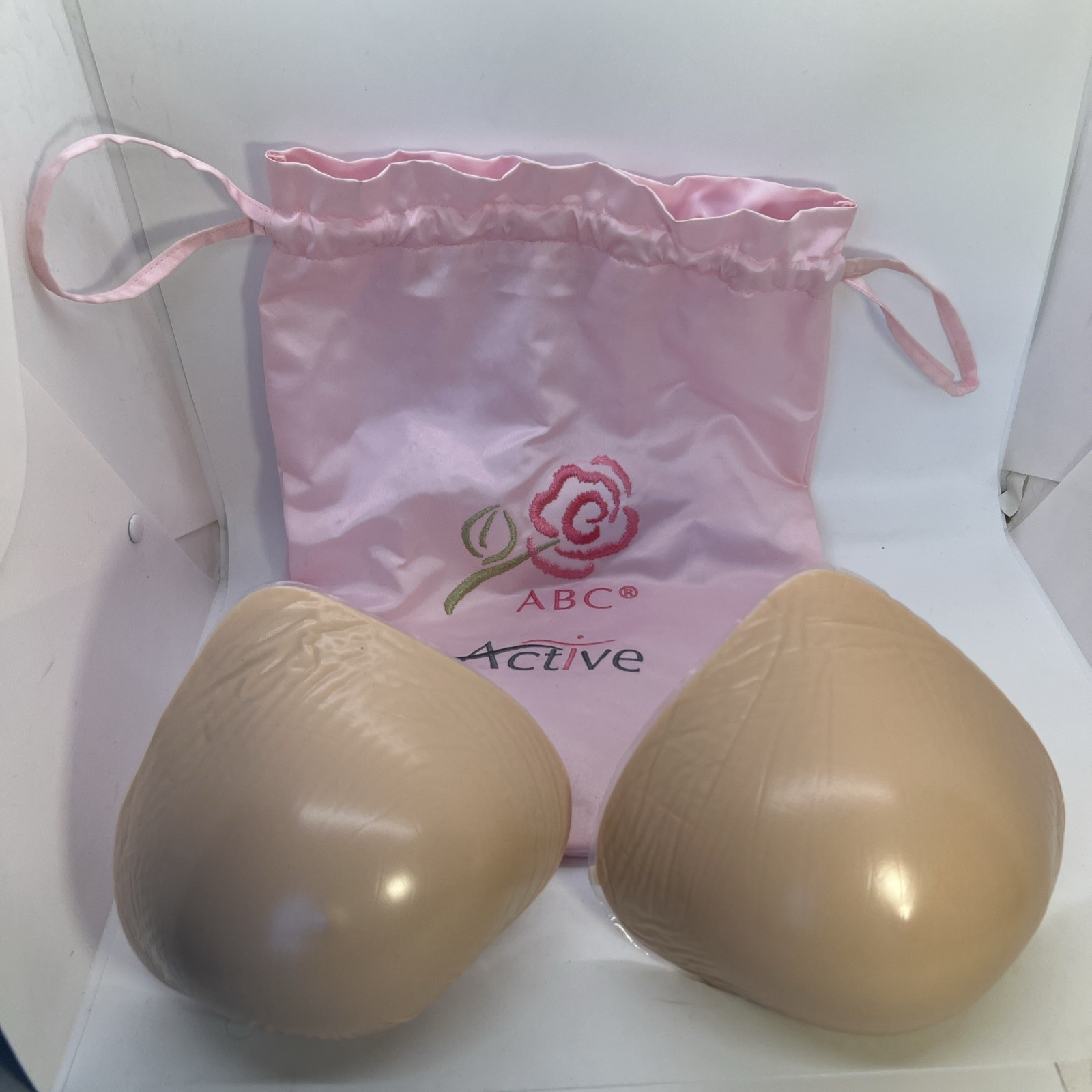 2 ABC 1072 Classic Lightweight Breast Form Size 7 Beige Silicone Mastectomy Bag