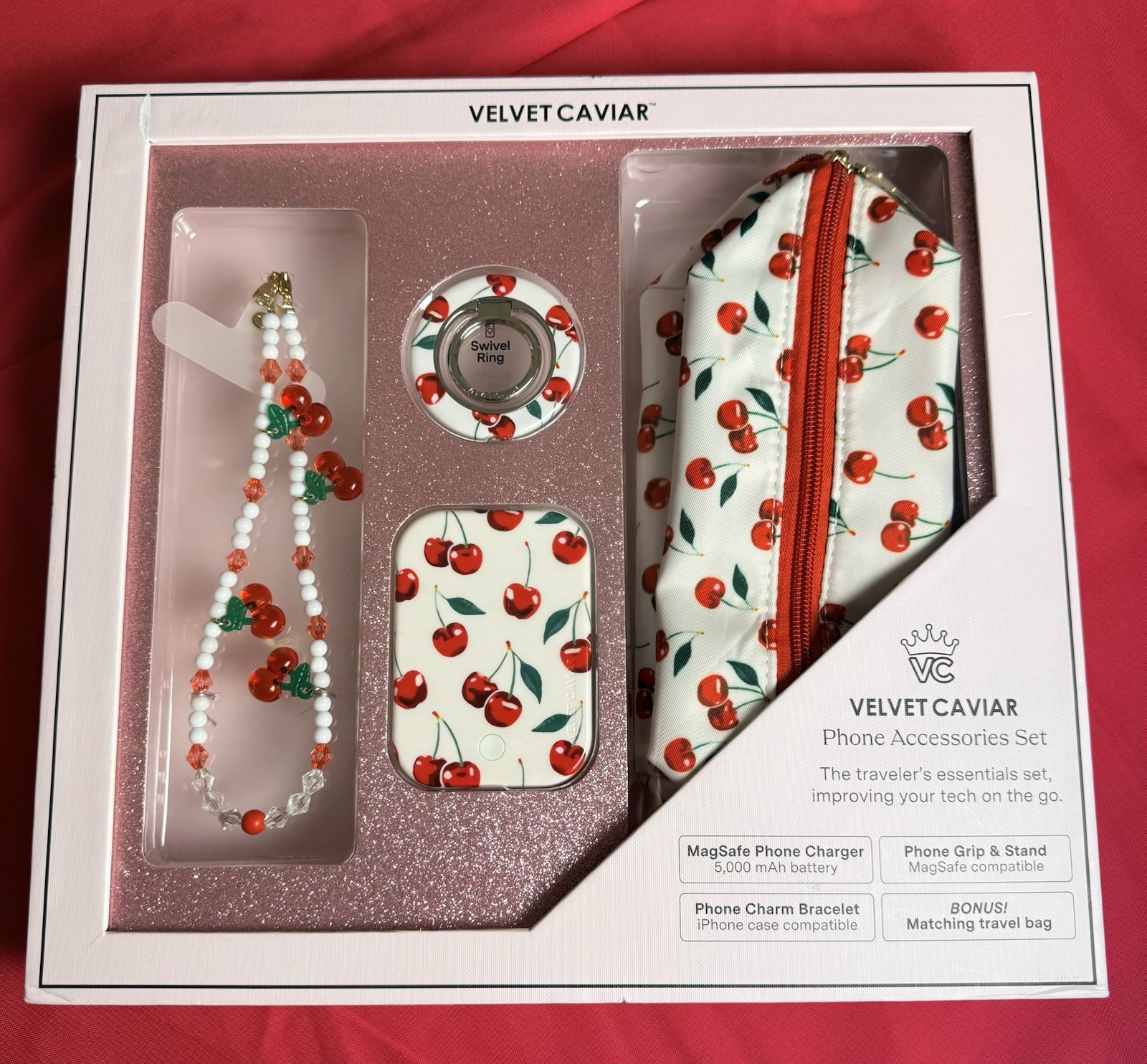 Velvet Caviar Phone Accessories Set of 4 New In Box Cherry Red