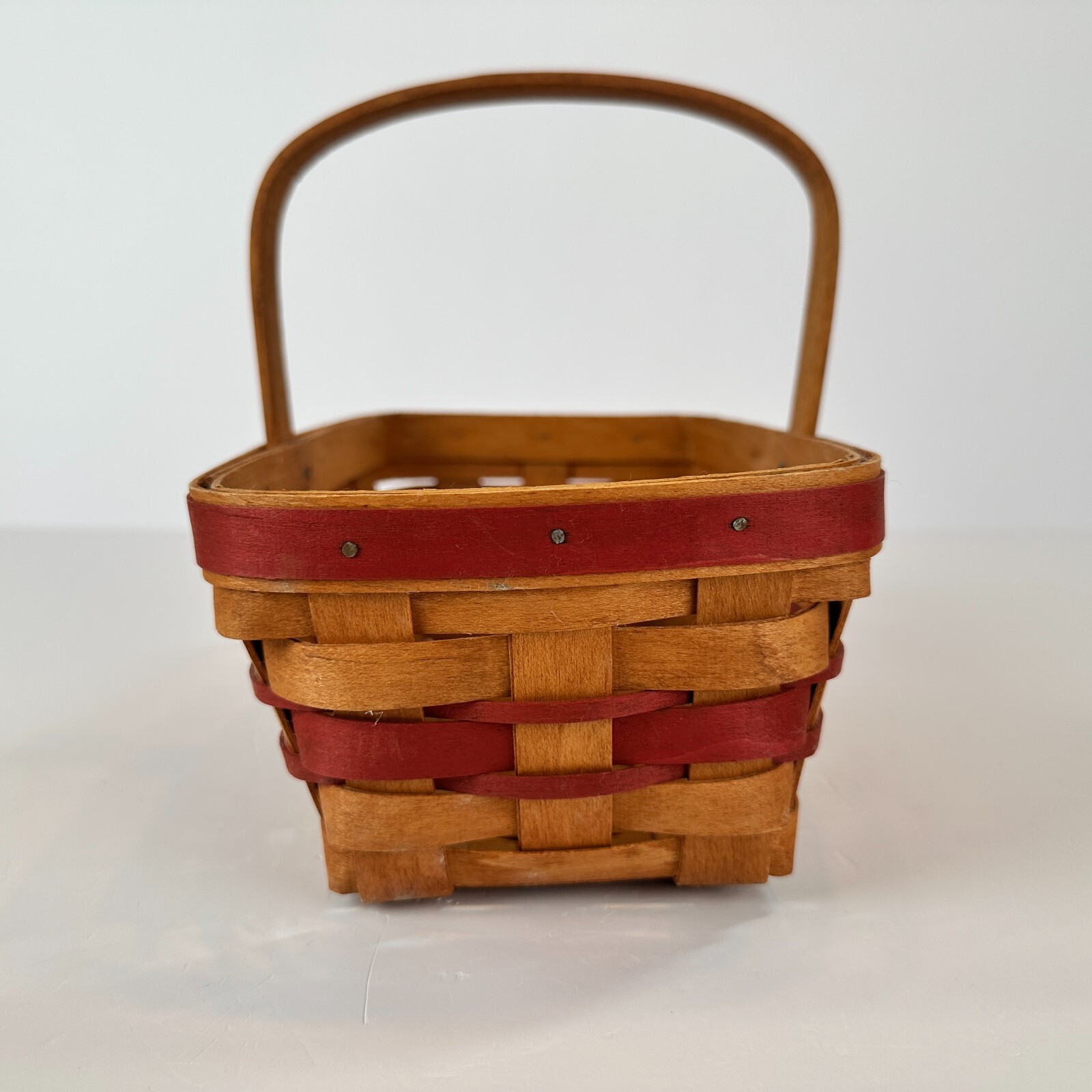 Longaberger 1990 Christmas Collection 'Gingerbread' Basket W/Red Weave Brass Tag