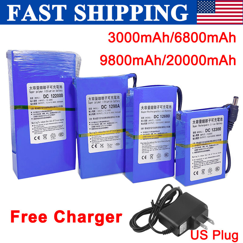 Portable 12V 4800mAh 6800mAh 9800mAh Rechargeable Battery Pack For CCTV Camera