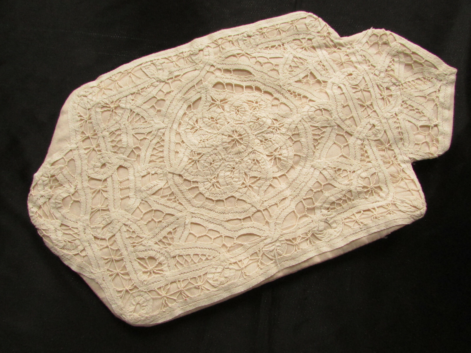 Vintage Cream Battenburg Bobbin Tape Lace Hot Water Bottle Cover