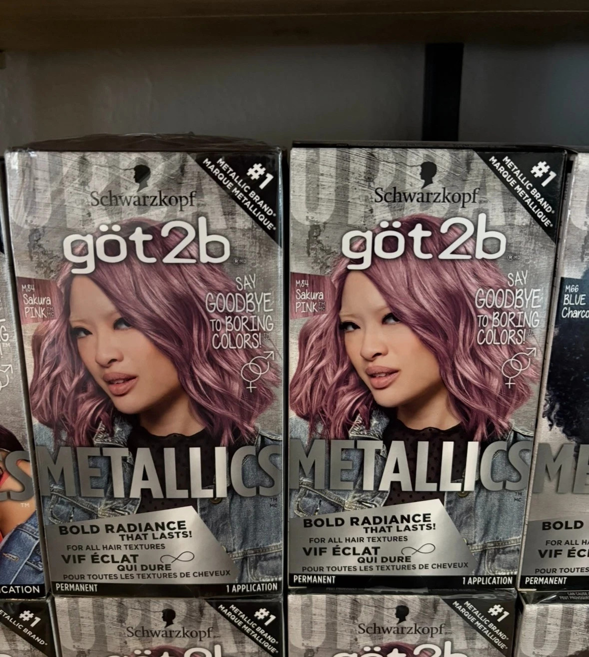 2 (Pack) Boxes Schwarzkopf Got2b Sakura Pink Metallics permanent hair color