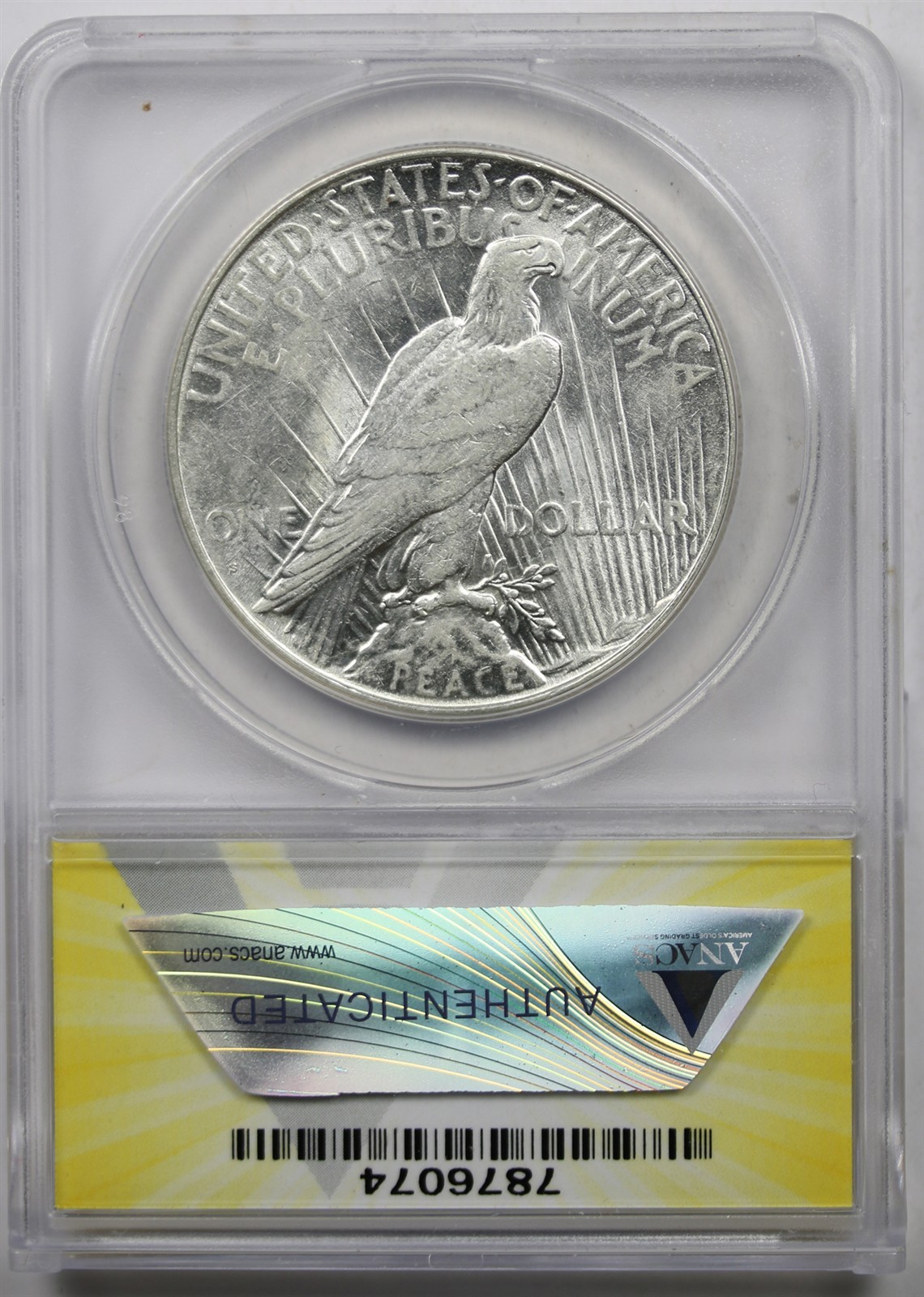 1927-S $1 ANACS AU 50 Details (Cleaned) Peace Silver Dollar