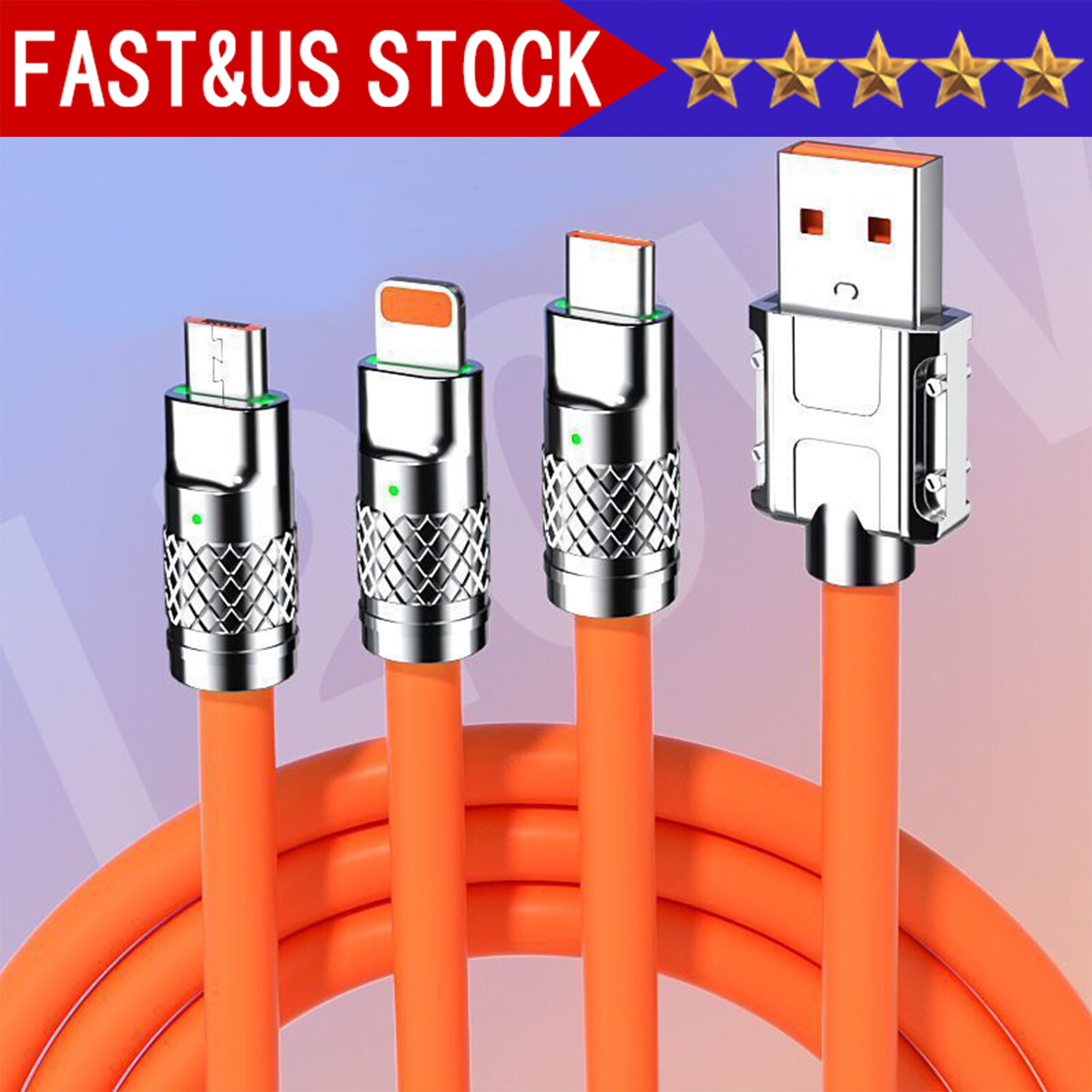 3 in 1 Fast Charging Cable Cell Phone Charger Cord For iPhone Type C Micro USB