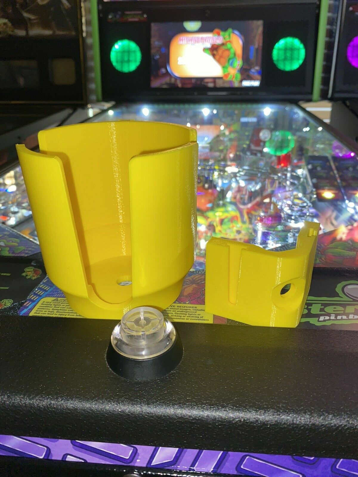 XL Pinball Cup, Drink, Pop, or Soda Holder L/R Front or Side Mount YELLOW