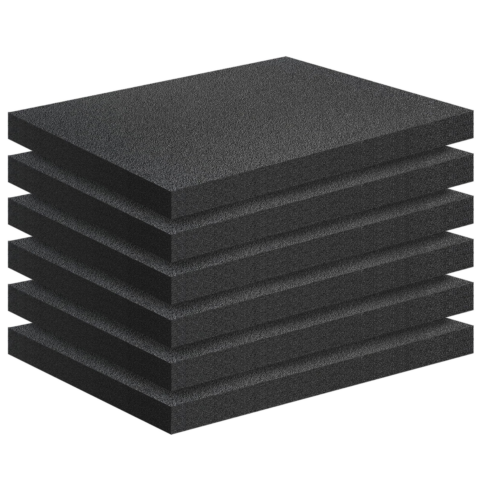 6 PCS Black Foam Padding- 16x12x1 Inch Polyurethane High Density Foam Cuttabl...