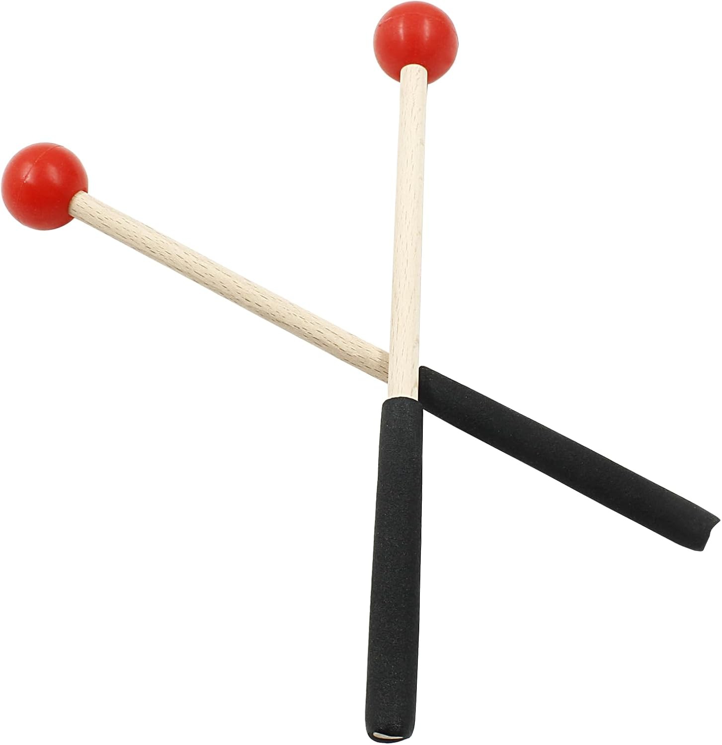 8 Inch Percussion Mallets Stick with Rubber Head and Handle，Wood Drum Red
