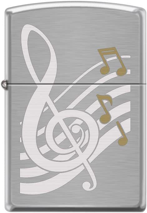 Zippo Lighter- Personalized Engrave Music Notes Brushed Chrome #Z5421