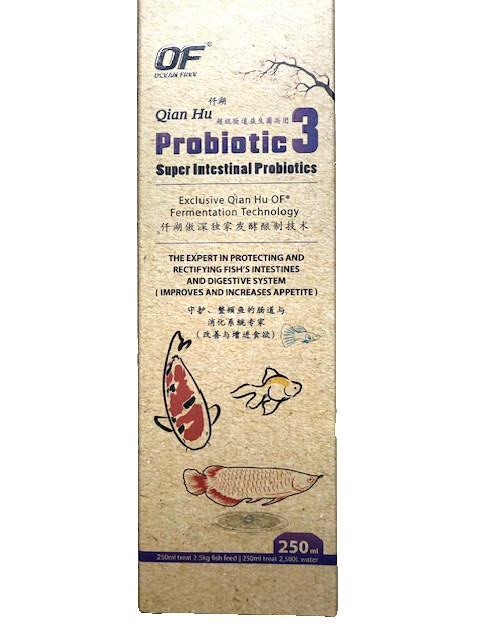 QIAN HU OF OCEAN FREE PROBIOTIC 3 KOI GOLDFISH AROWANA SUPER INTESTINAL (250 ML)
