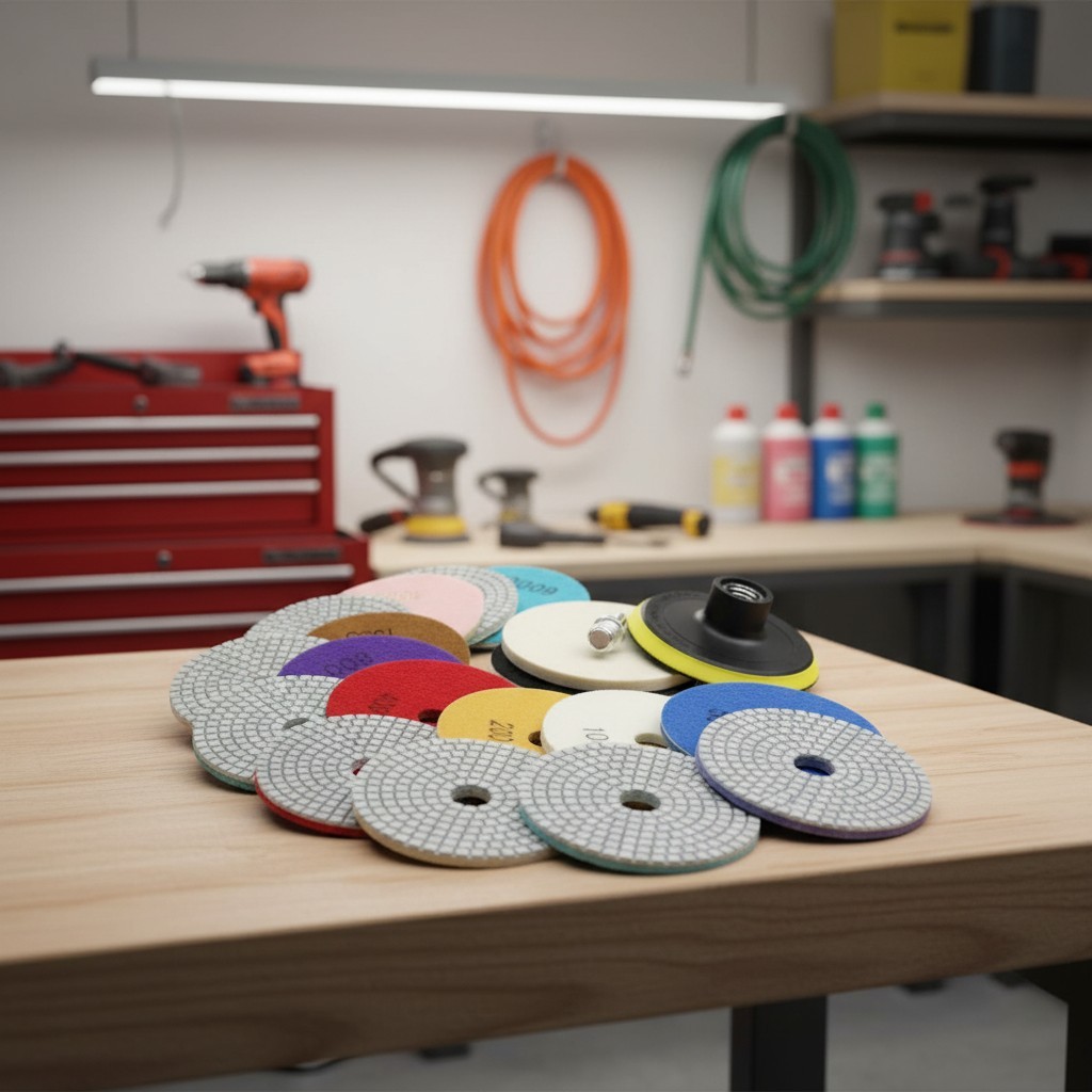 12PCS 4-Inch Diamond Polishing Pads - Wet/Dry Kit for Flawless Stone Finishes